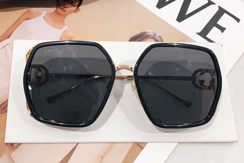 GG1621 Sunglasses Black Gold Gray