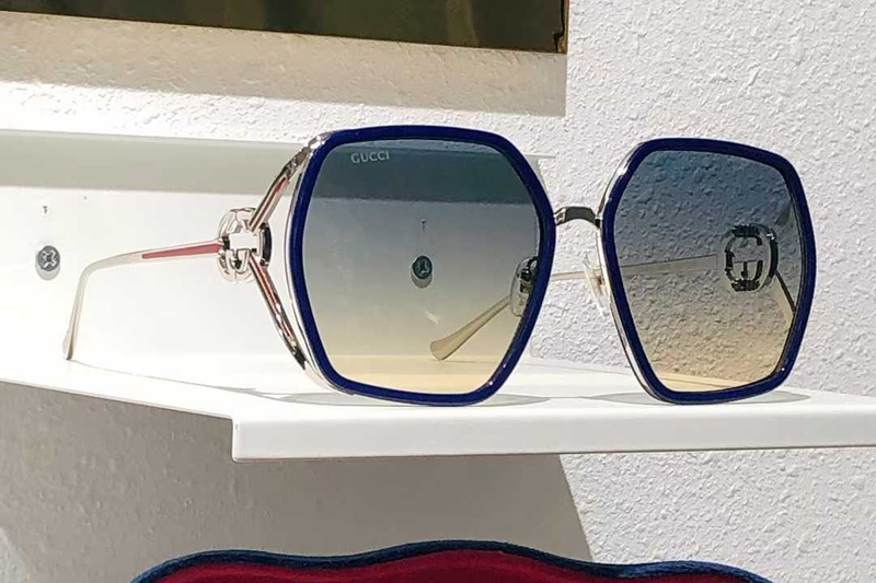 GG1621 Sunglasses Blue Silver Gradient Blue