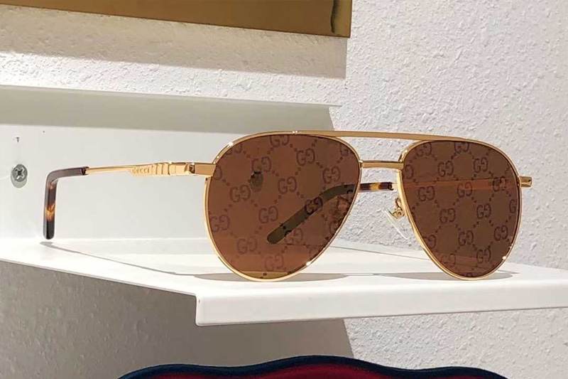 GG1679S Sunglasses Gold Brown Logo