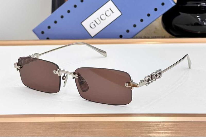 GG1808S Sunglasses Silver Brown
