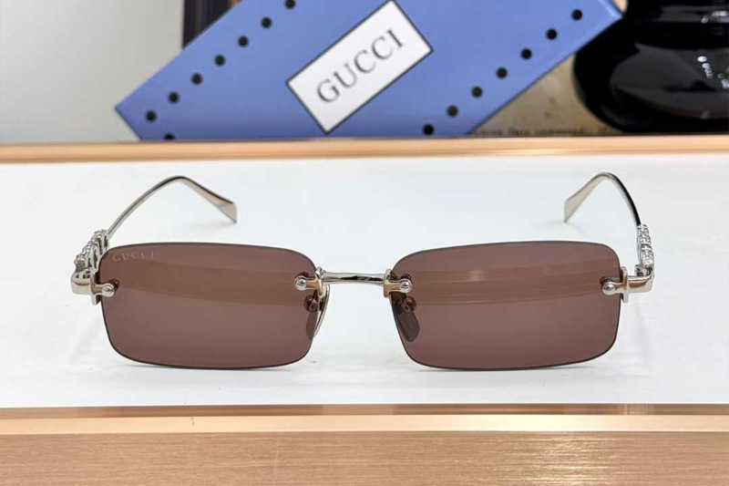 GG1808S Sunglasses Silver Brown