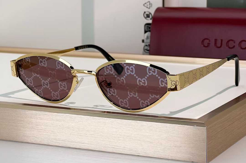 GG1853S Sunglasses Gold Red Logo
