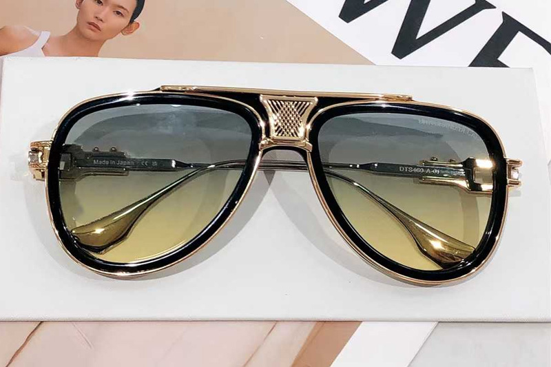 Grand Decade DTS460 Sunglasses Black Gold Gradient Green