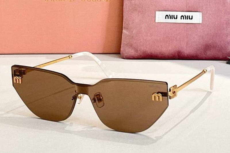 MU101AV Sunglasses Gold White Brown