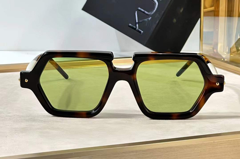 Maske P19 Sunglasses Tortoise White Green