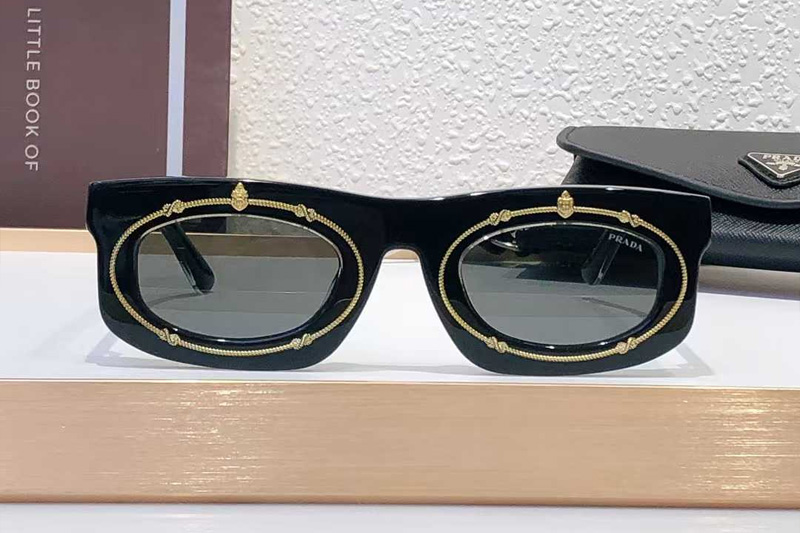 PRB02S Sunglasses Black Gold Gray