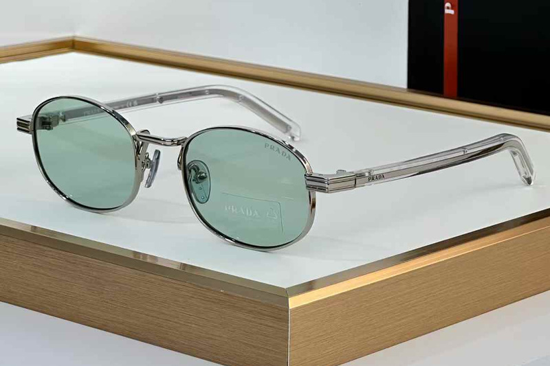 PRB53S Sunglasses Silver Transparent Green