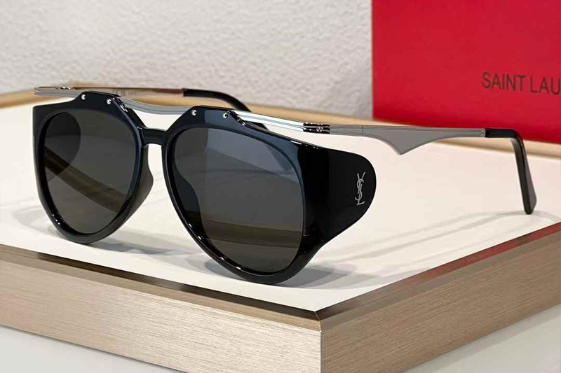 SLM137F Sunglasses Black Silver Gray