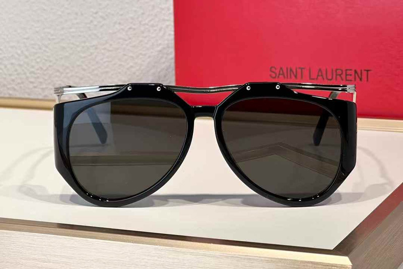 SLM137F Sunglasses Black Silver Gray