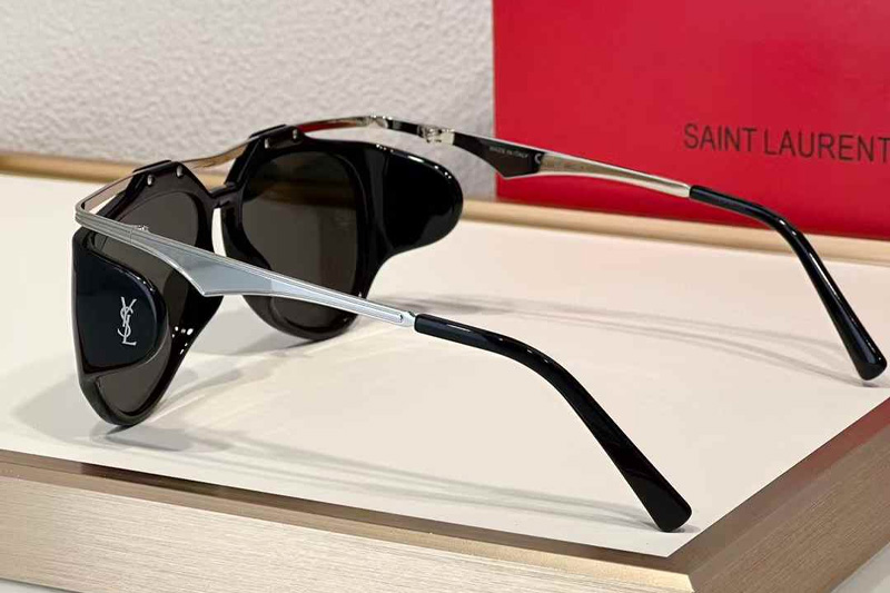 SLM137F Sunglasses Black Silver Gray