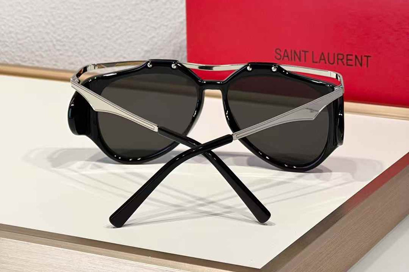 SLM137F Sunglasses Black Silver Gray