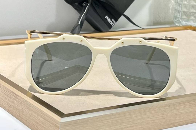 SLM137F Sunglasses White Gold Gray