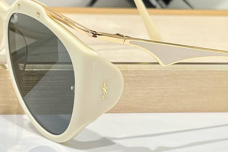 SLM137F Sunglasses White Gold Gray