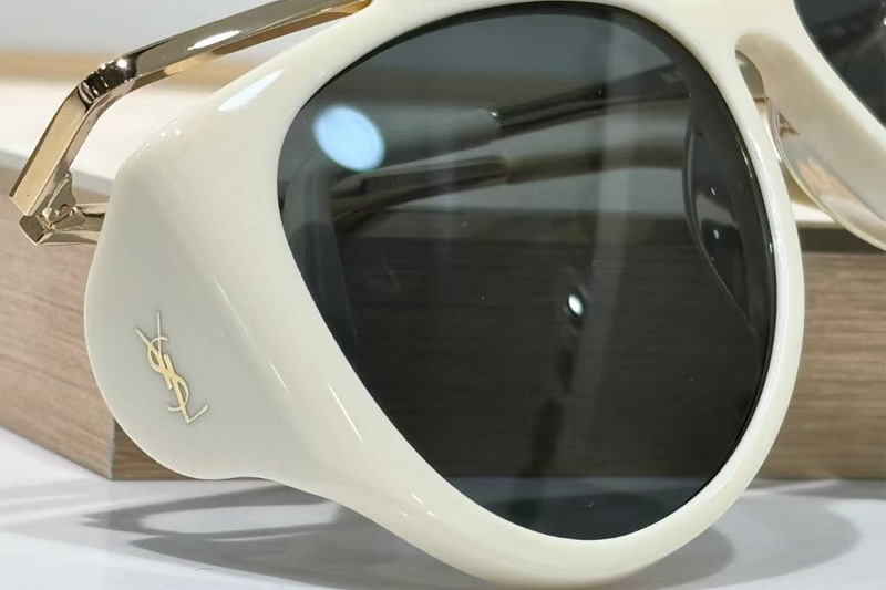 SLM137F Sunglasses White Gold Gray