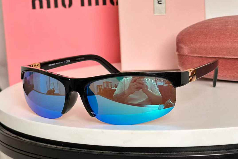 SMUA02S Sunglasses Black Blue Flash