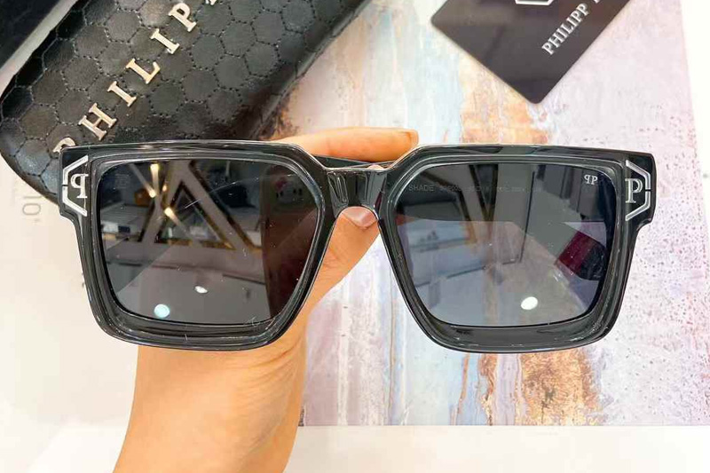 SPP005 Sunglasses Black Silver Gray