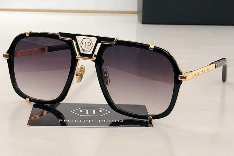 SPP010 Sunglasses Black Gold Gradient Gray