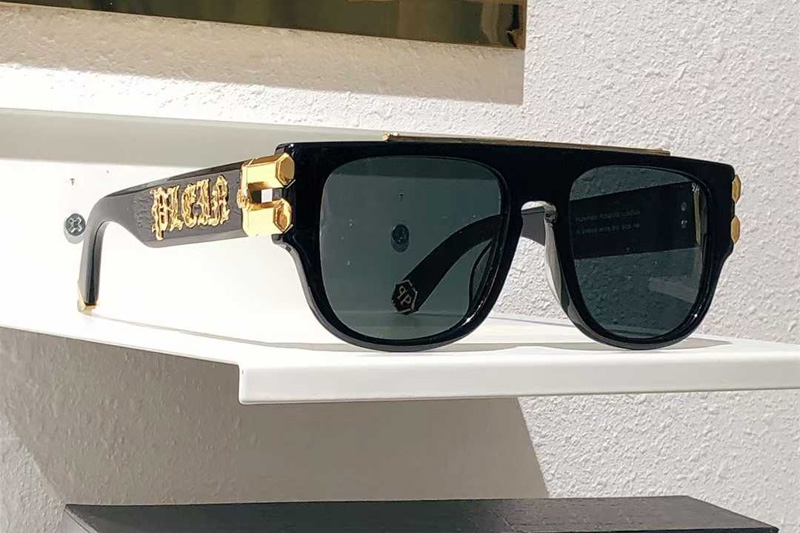SPP011 Sunglasses Black Gold Green