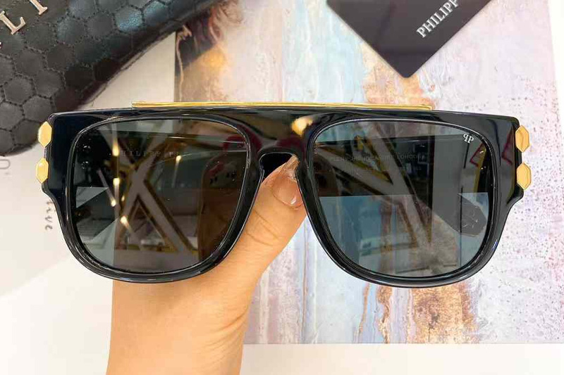 SPP011 Sunglasses Black Gold Green