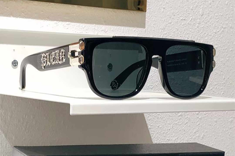 SPP011 Sunglasses Black Silver Green