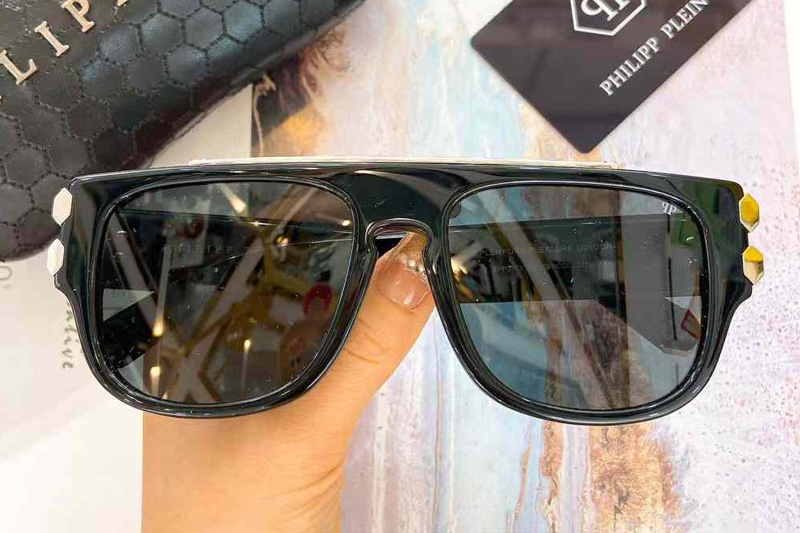 SPP011 Sunglasses Black Silver Green