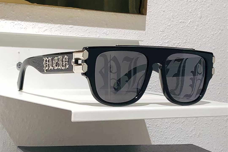 SPP011 Sunglasses Black Silver Mirror