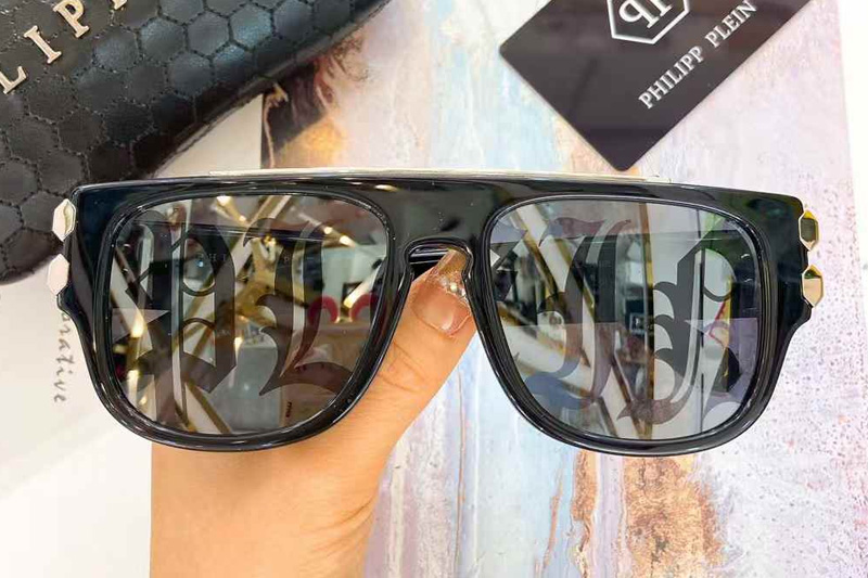 SPP011 Sunglasses Black Silver Mirror