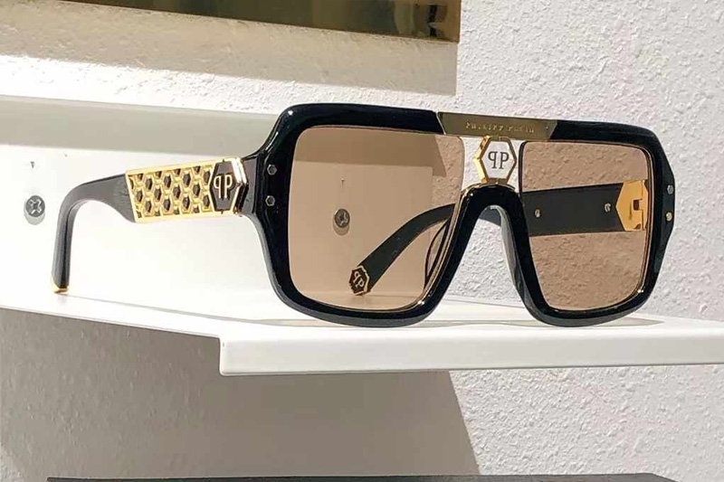 SPP079 Sunglasses Black Gold Brown