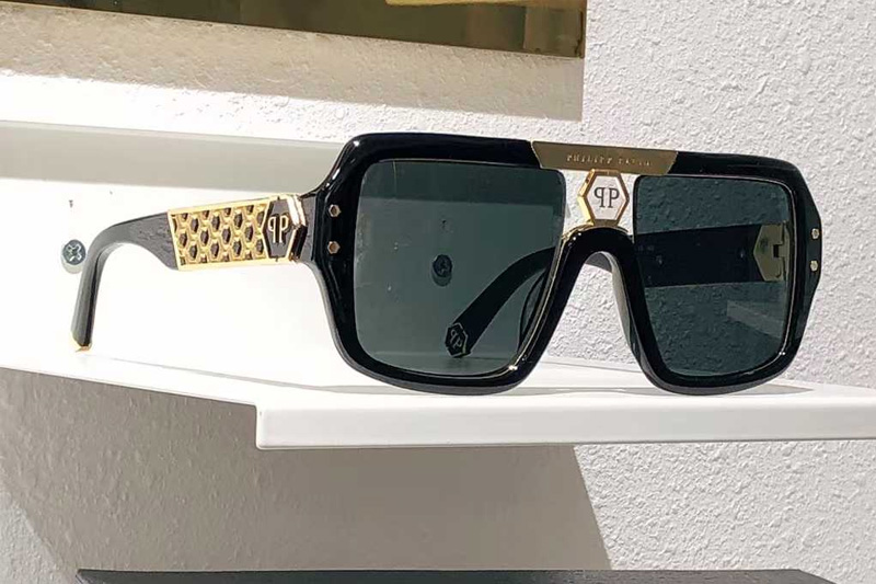 SPP079 Sunglasses Black Gold Gray