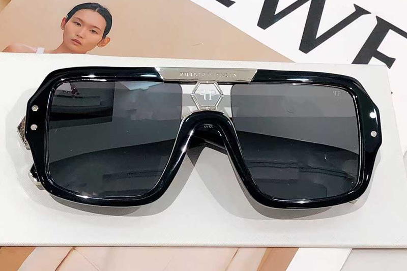 SPP079 Sunglasses Black Silver Gray