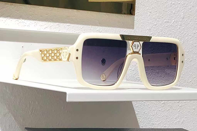 SPP079 Sunglasses White Gradient Gray