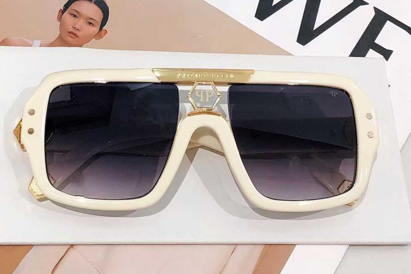 SPP079 Sunglasses White Gradient Gray