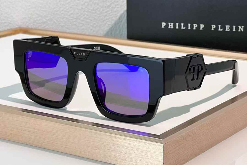 SPP092 Sunglasses Black Blue Flash