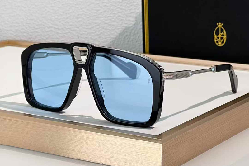 Savoy Sunglasses Black Silver Blue