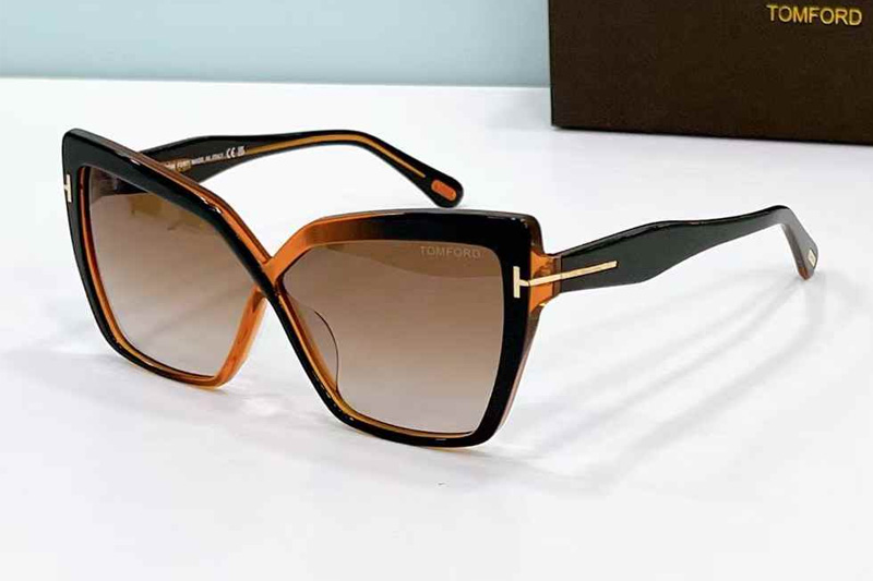 TF1195 Sunglasses Black Brown Gradient Brown