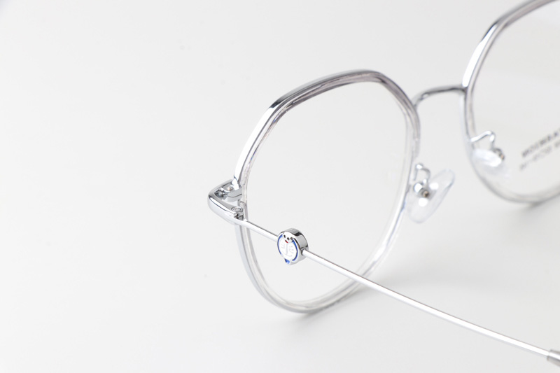 TT37006 Eyeglasses Transparent Gray Silver