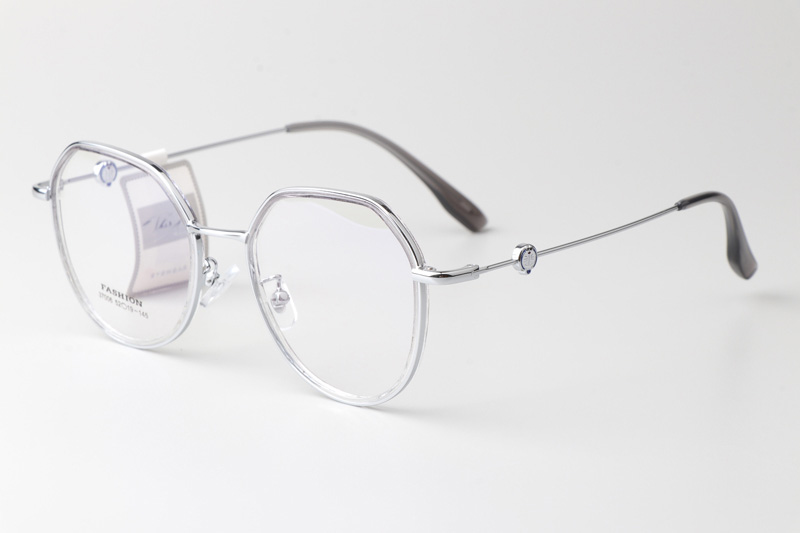 TT37006 Eyeglasses Transparent Gray Silver