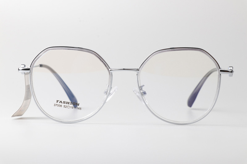 TT37006 Eyeglasses Transparent Gray Silver