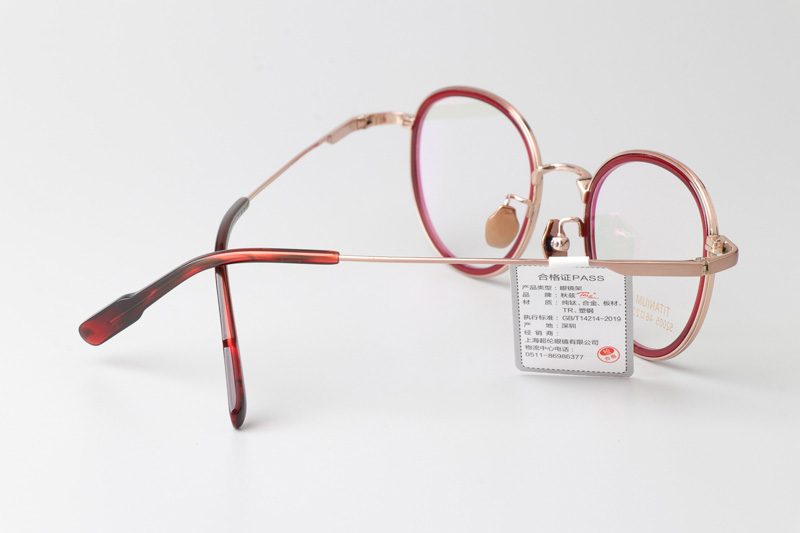 TT52005 Eyeglasses Red Gold