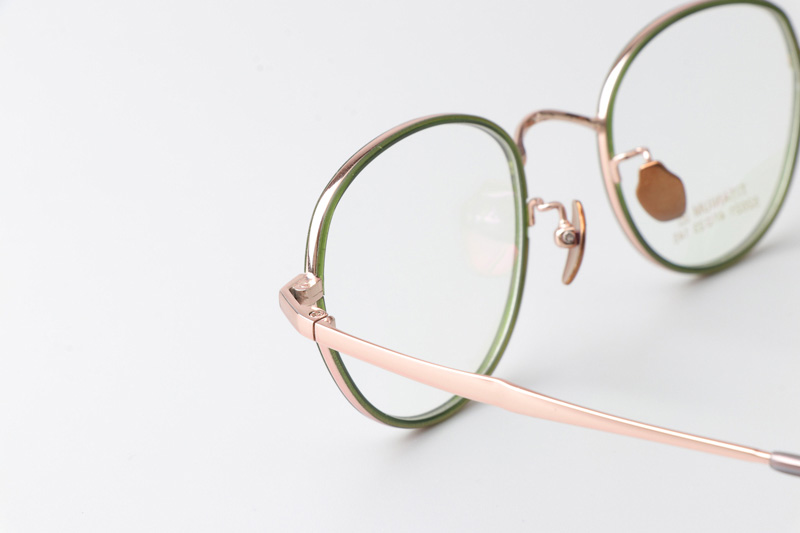 TT52021 Eyeglasses Green Rose Gold