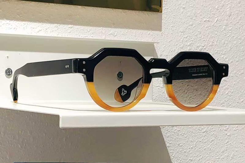 Take It Easy Sunglasses Black Yellow Gradient Brown