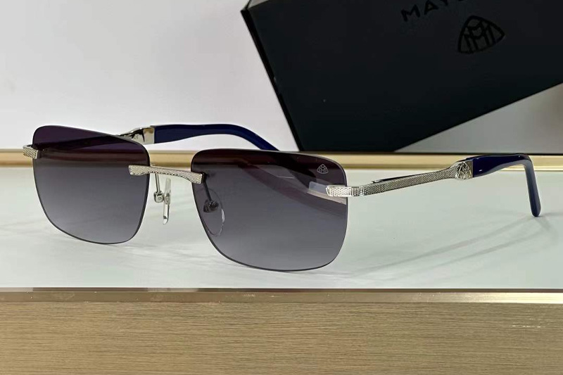 The Conquest Sunglasses Silver Blue Gradient Gray