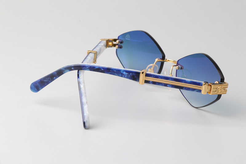 The Idoli-A Sunglasses Gold Blue Gradient Blue