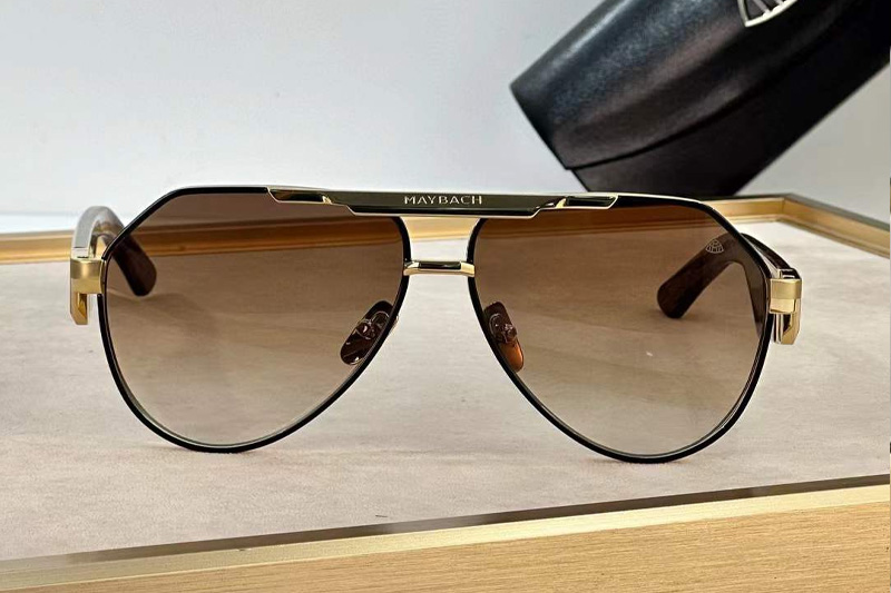 The King III Sunglasses Gold Black Gradient Brown