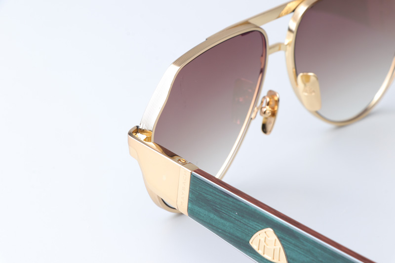 The King III Sunglasses Gold Green Gradient Brown