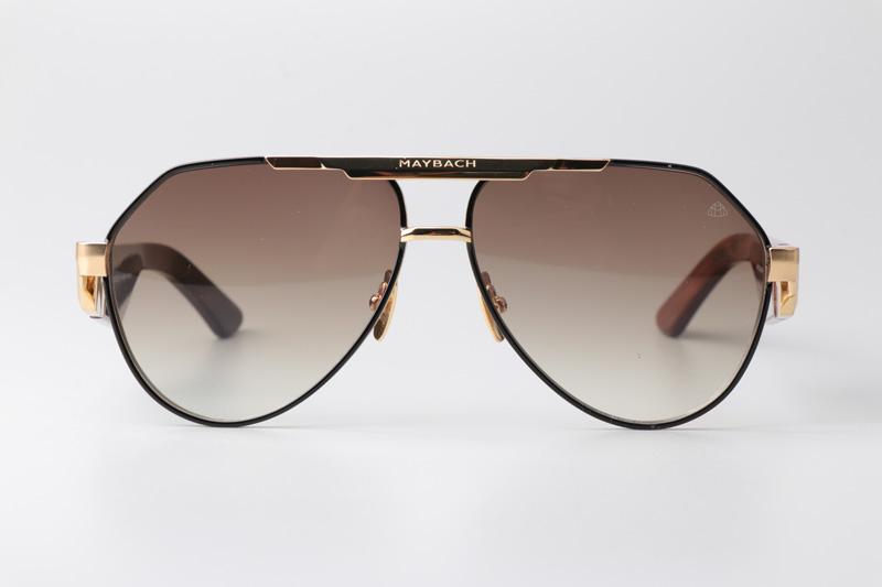 The King III Sunglasses Gold Green Gradient Brown