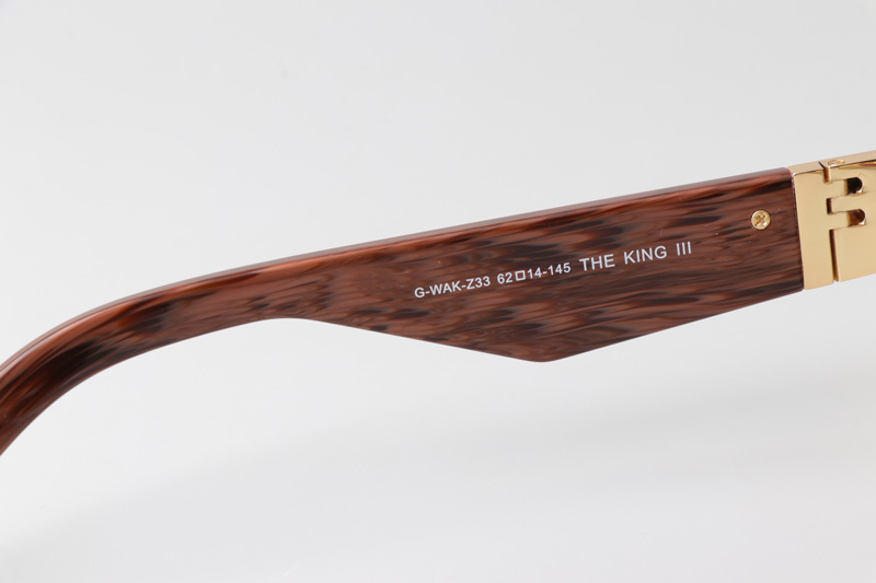 The King III Sunglasses Gold Green Gradient Brown