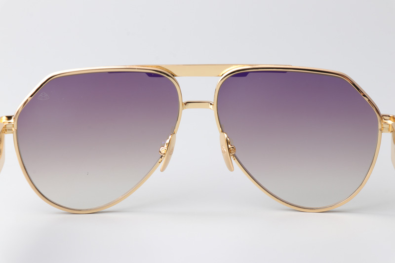 The King III Sunglasses Gold Green Gradient Brown