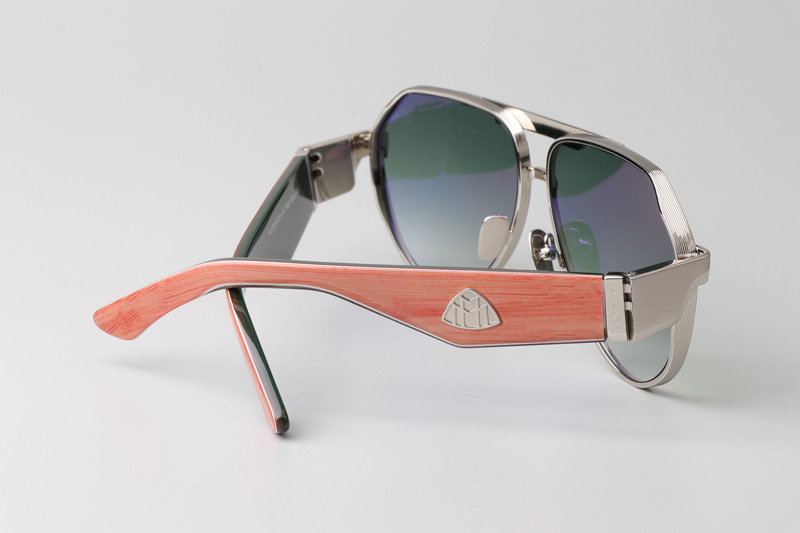 The King III Sunglasses Silver Red Gradient Green