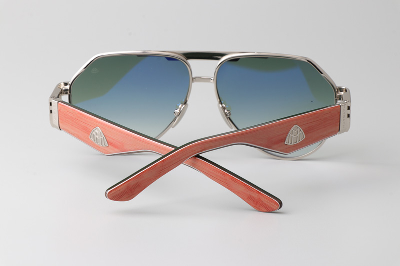 The King III Sunglasses Silver Red Gradient Green